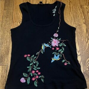 3/$25 Black embroidered tank top size S